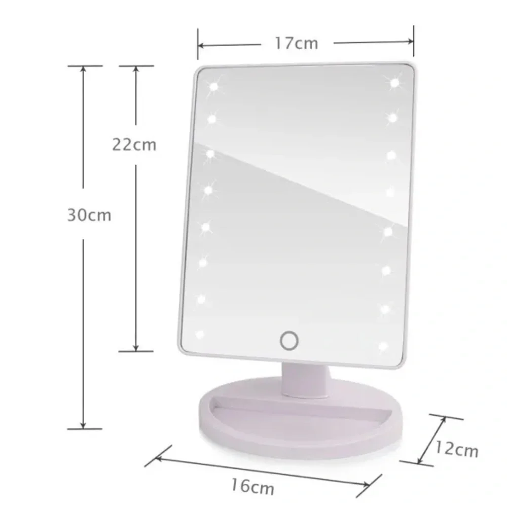 LED Makeup Mirror Tilt Touch Cosmetic Stand Vanity Adjustable Rotate White Light